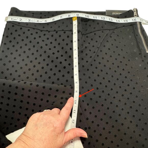 Ann Taylor Ponte Ankle Pants Black Slim Stretch Flocked Dot 10 Minimalist - Picture 9 of 14